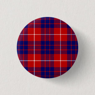 Hamilton tartan red blue purple plaid 3 cm round badge
