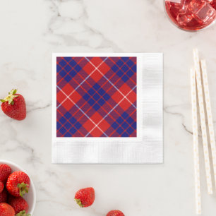 Hamilton tartan red blue purple plaid napkin