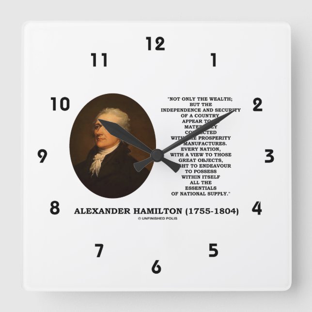 Hamilton Wealth Independence Security Manufactures Square Wall Clock (Front)