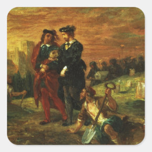 Hamlet and Horatio in the Cemetery, 1859 (oil on c Square Sticker
