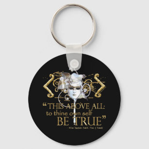 Hamlet "own self be true" Quote (Gold Version) Key Ring