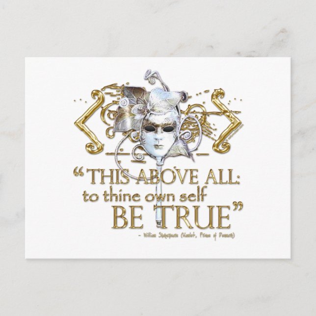 Hamlet "own self be true" Quote (Gold Version) Postcard (Front)
