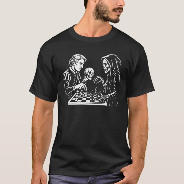 hamlet plays chess with grim reaper.  T-Shirt (Front)