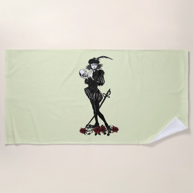Hamlet The Bard Lime Green  Beach Towel (Front)