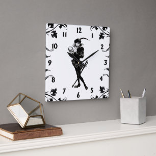 Hamlet The Bard White Black Numbers Square Wall Clock