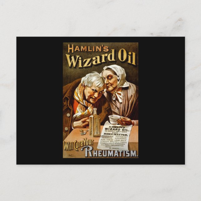 Hamlin's Wizard oil will cure your rheumatism Postcard (Front)