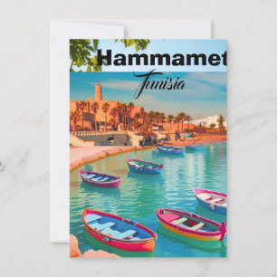 Hammamet Tunisia Travel Postcard Art, Hammamet Pos