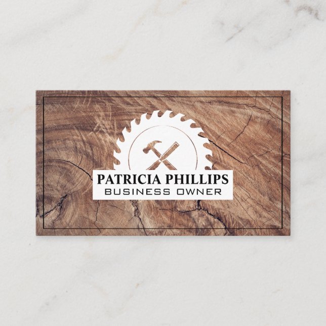 Hammer and Chisel | Wood Grain Business Card (Front)