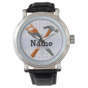 Hammer and saw design for boys watch