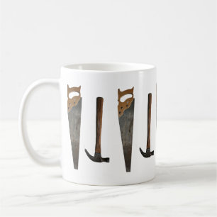 Hammer and Saw Images Printed around Mug