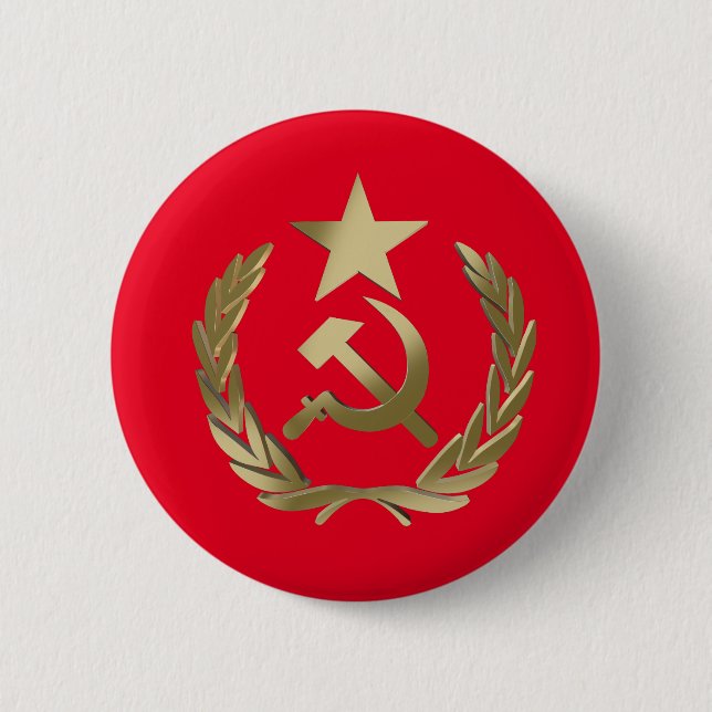 Hammer and sickle 6 cm round badge (Front)