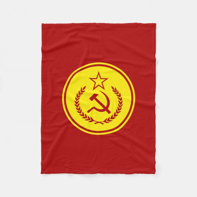 Hammer and Sickle Badge Fleece Blanket (Front)