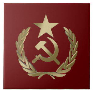 Hammer and sickle ceramic tile