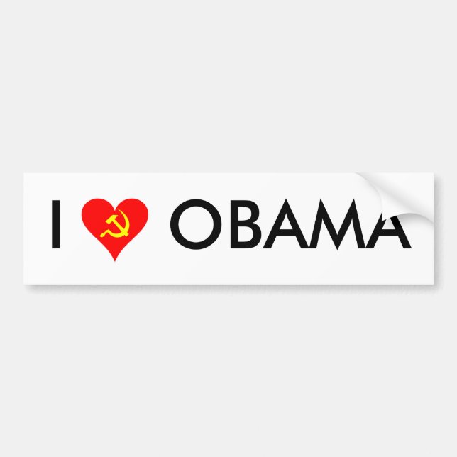 (Hammer and Sickle) I Love Obama [WHITE] Bumper Sticker (Front)