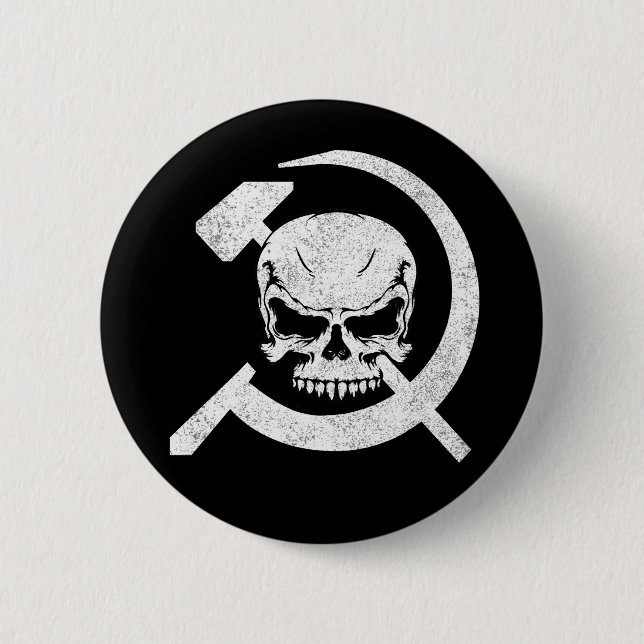 Hammer and Sickle with Skull 6 Cm Round Badge (Front)