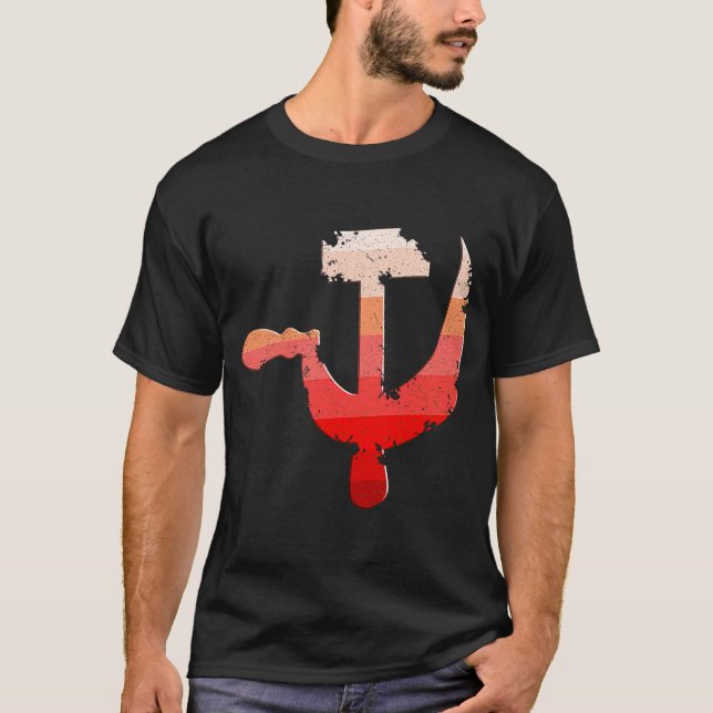 Hammer And Sickle Worker Hardworkers Farmer T-Shirt (Front)