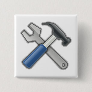 Hammer and Wrench 15 Cm Square Badge