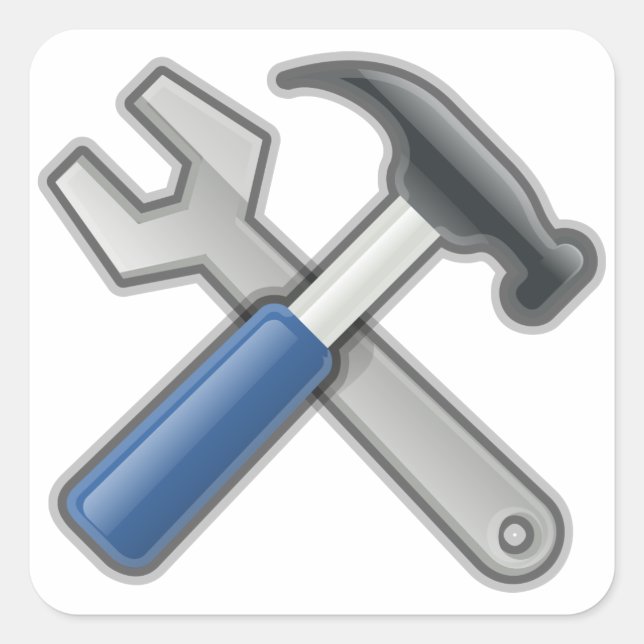 Hammer and Wrench Square Sticker (Front)