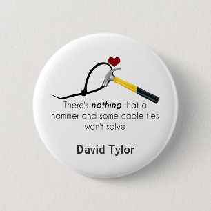 Hammer and zap-strap 6 cm round badge