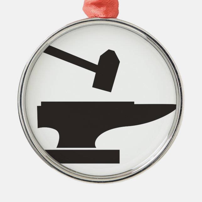 Hammer & Anvil Metal Tree Decoration (Front)