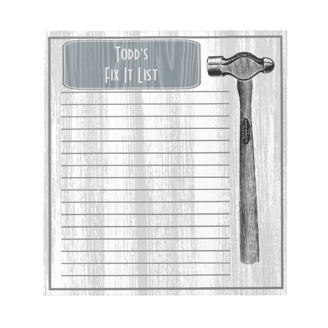 Hammer Fix It Chore List Notepad (Front)