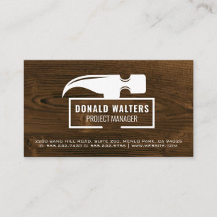 Hammer Head Tool Wooden Board Business Card