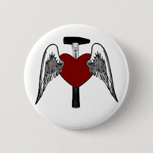 Hammer Heart 6 Cm Round Badge