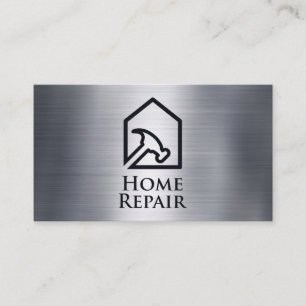 Hammer House Logo Metallic Texture Background Business Card