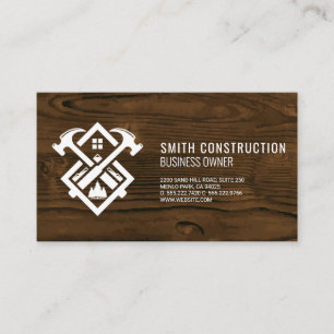 Hammer House Logo   Wood Background Business Card