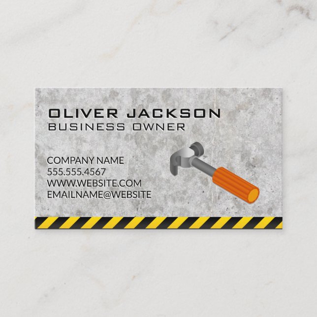 Hammer Logo | Concrete | Caution Business Card (Front)