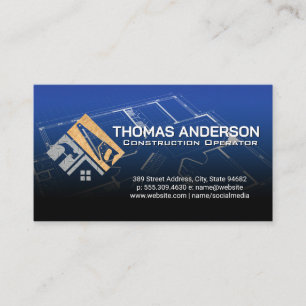 Hammer Saw Logo Construction Blueprints Business Card