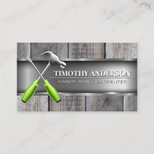 Hammer Screwdriver Logo   Wood   Metal Business Card