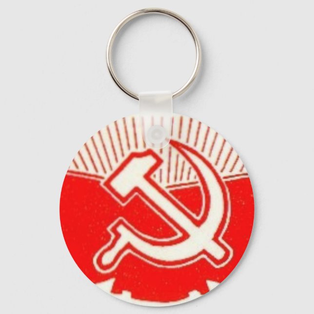 Hammer, Sickle, and Red Flags Key Ring (Front)