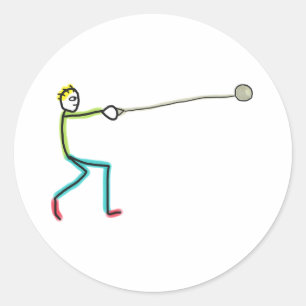 Hammer Throw Stickman Classic Round Sticker