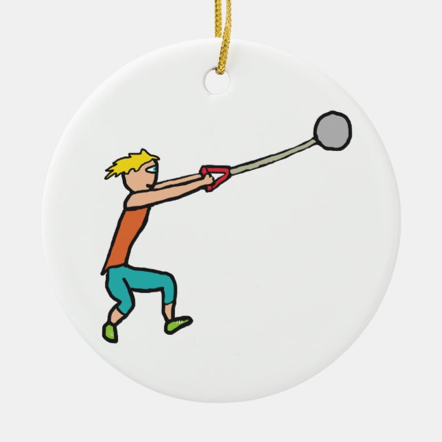 Hammer Throwing Ceramic Ornament (Front)