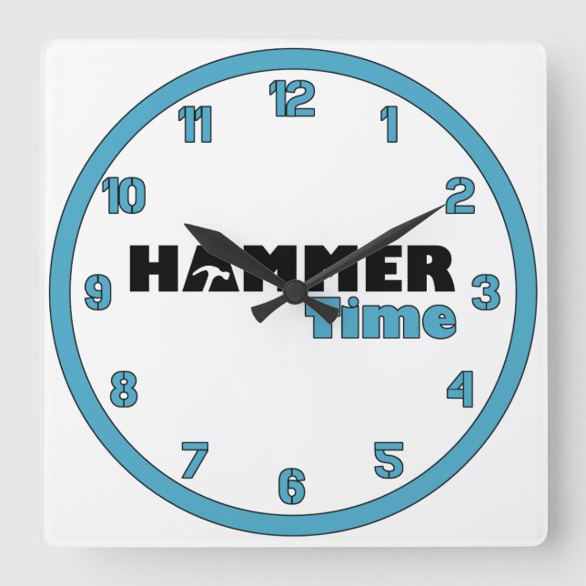Hammer Time Square Wall Clock (Front)