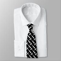 Hammer tool black and white carpenter neck tie