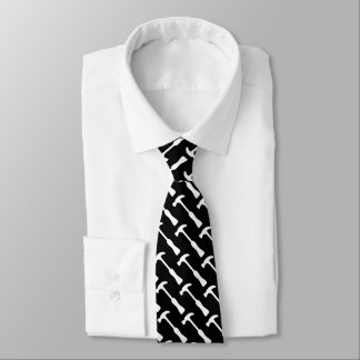 Hammer tool black and white carpenter neck tie