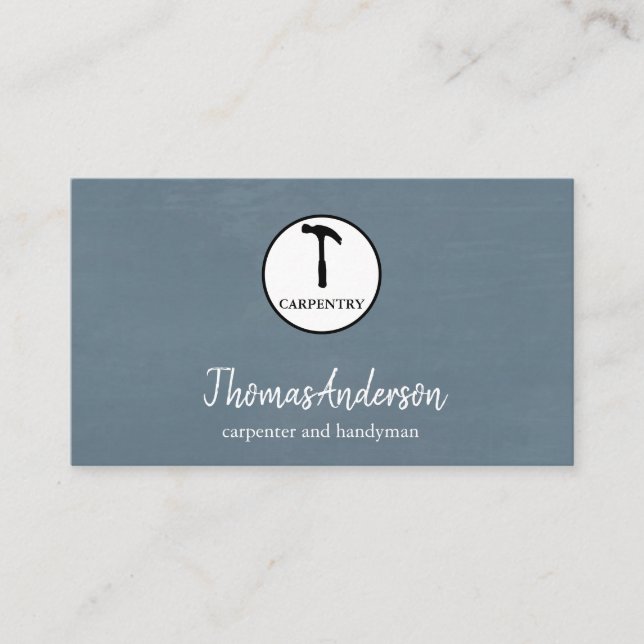 Hammer Wooden Carpenter Construction Business Card (Front)