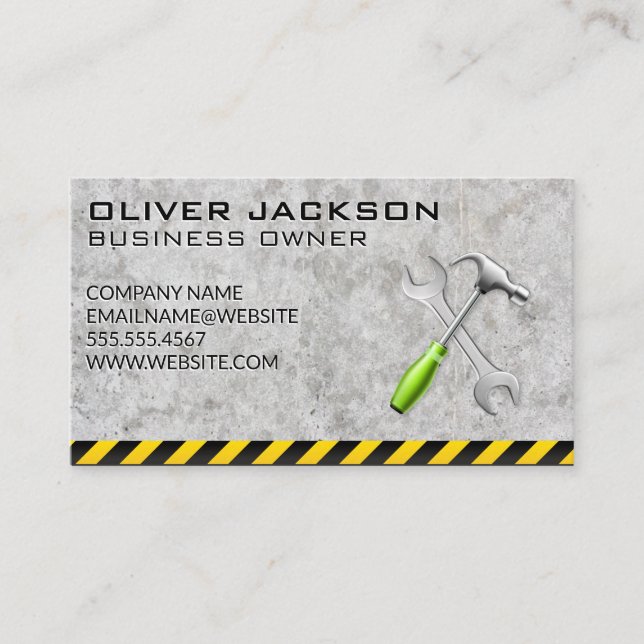 Hammer Wrench | Concrete Construction Business Card (Front)