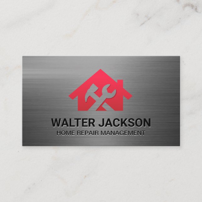 Hammer Wrench House Logo | Home Renovations Business Card (Front)