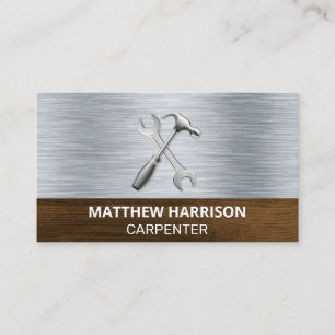 Hammer Wrench Icon   Metal Wood  Business Card