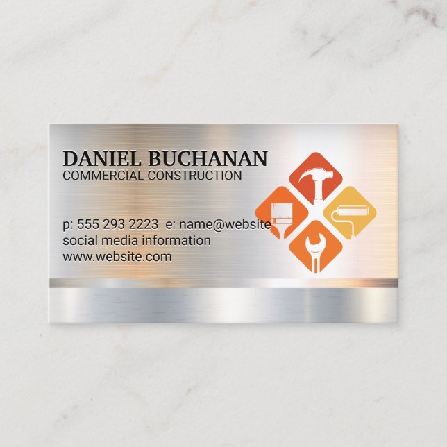 Hammer Wrench Logo | Builder Tools  Business Card (Front)