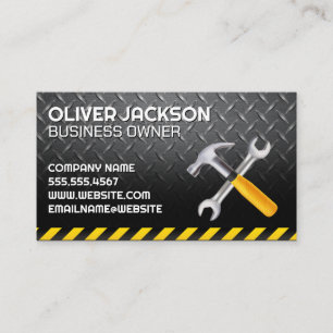Hammer Wrench Logo Construction Steel Business Card