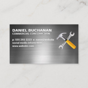 Hammer Wrench Metal Business Card