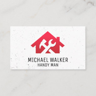 Hammer Wrench Red House   Carpentry Fixing Business Card