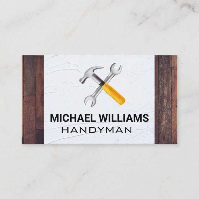 Hammer Wrench | Spackle | Wood Business Card (Front)