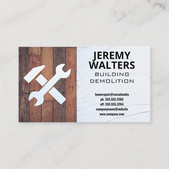 Hammer Wrench Tools | Carpentry Construction Business Card (Front)