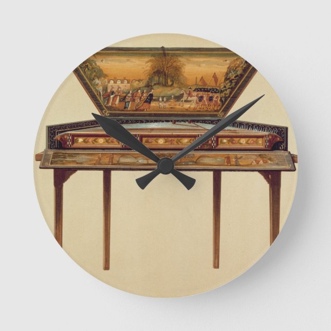 Hammered dulcimer in a painted soundbox, 18th cent round clock (Front)