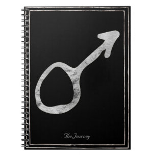 Hammered silver stylised planet Mars symbol  Notebook
